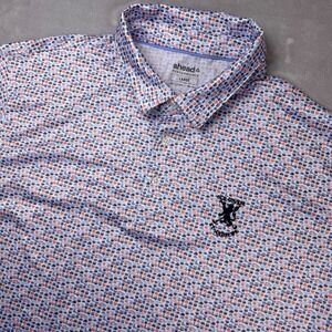 Ahead Performance Polo Shirt Mens Large Sushi Print Old Course St Andrews White